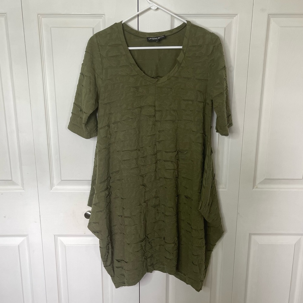 Vivian Shyu Asymmetrical Relaxed Oversized Tunic Dress Army Green Olive